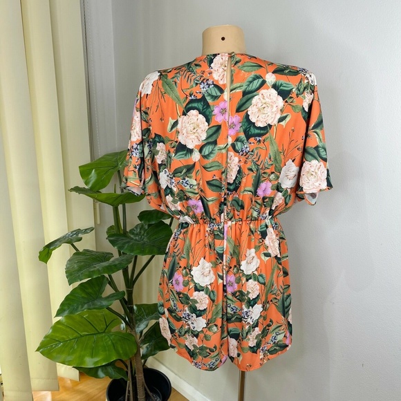 Sheike Orange Floral Playsuit Size 8 - Picture 6 of 12